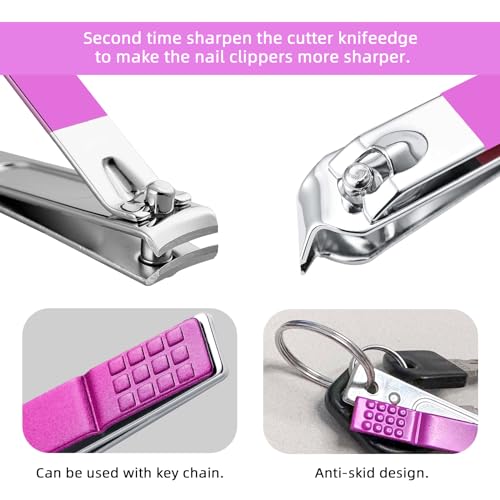 Manicure Set 8 in 1 Nail Clipper Set,RedFlow Nail Clippers,Fingernail & Toenail Clippers,Manicure Tools,Pedicure Tools,Suitable for Travel Manicure Kit,Nail Set Kit with Everything Profe (Purple) - color: Purple