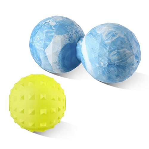 Peanut & Spiky Ball Set Physical Therapy Blue Mix | Dual massage tools; myofascial release, plantar relief; safe around spine - color: Blue Mix White+yellow