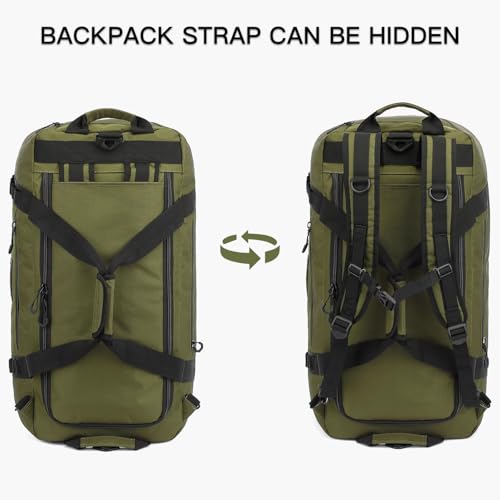 TUGUAN 100L Extra Large Travel Duffle Bag Backpack for Men, 3 in 1 Sports Duffel Bags W/Adjustable Shoulder Strap & Dividers Gym Equipment/Gear Weekend Overnight Bag for Trip Camping Hiking, XL Green - color: Green