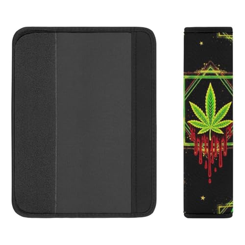 2PCS Smoking Weedleaf Leaf Trippy Art Seat Belt Cover Soft Padded Neck Strap Covers for Kids, All Vehicles, Comfortable Driving - color: Pattern 974
