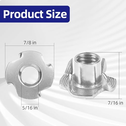 5/16"-18 T-Nuts 304 Stainless Steel, 4-Pronged Tee Nut for Wood, Rock Climbing Holds, Furniture, 25 PCS - color: 304 Stainless Steel, size: 5/16"-18