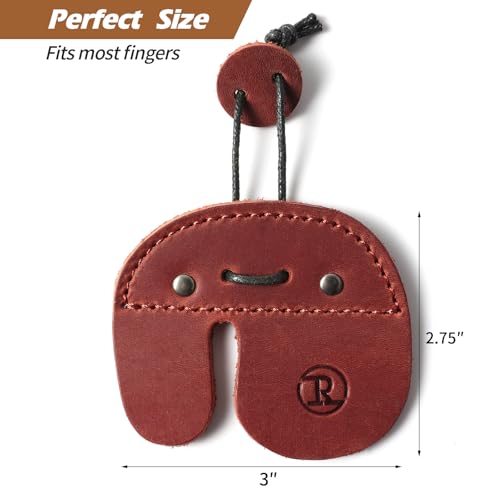 Leather Archery Finger Tabs,Handmade Archery Finger Guard for Shooting Practice Gear, Recurve Bow Fingers Tab - color: Red