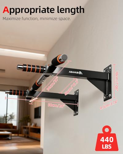 Abahub Wall Mounted Pull Up Bar,440lbs Multi-Grip Chin-Up Bar for Home Gym | Black/White,Durable,Heavy-Duty,Stable Training Bar - color: Black