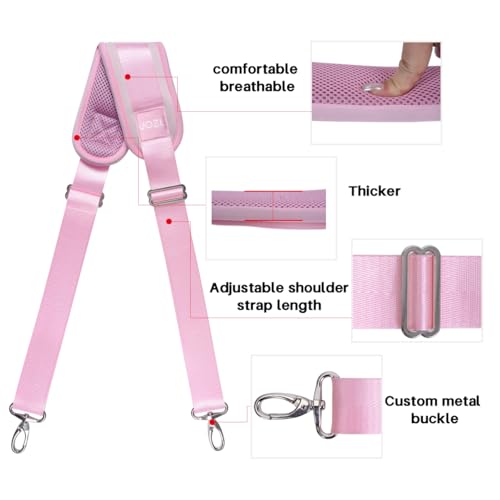 59 Inch Shoulder Straps, Soft with Ultra-Thick Fixed Shoulder Pad, Two Way Independently Adjustable Buckle Replacement Straps for Laptop Bag Messenger Bag Tool Bag Luggage,Pink - color: Pink, size: 59 inch