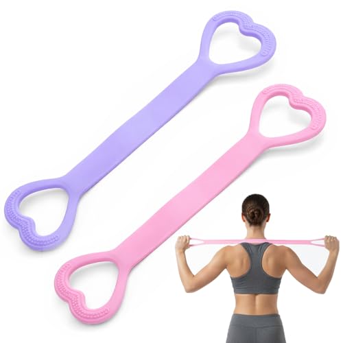 2 Pcs Figure 8 Resistance Bands with Handles Body Exercise Bands Training Elastic Ropes Portable Arm Back Shoulder Training Equipment for Home Gym Working Out Yoga Pilates Chest