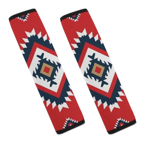 2 Pack Aztec Red Seat Belt Shoulder Pad Breathable Shoulder Harness Cover for Child, All Vehicles, Neck and Shoulder Support - color: Pattern 662