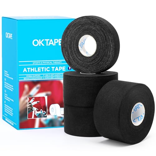 OK TAPE Athletic Tape Finger Tape 3 Rolls 1.5" x 15yds and 1 Roll 0.5in x 15yds | Strong Adhesive Hand Grip and Finger Wrap Tape for Weightlifting, Climbing, Basketball, Volleyball, Black - color: Black, size: 1.5" x 15yards-3rolls and 0.5in x 15yards-1ro