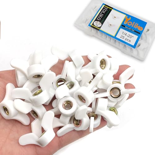 25 Pcs 1/4"-20 Wingnuts Plastic Wing Nuts Fasteners Parts Butterfly Nut, Hand Twist Tighten Hardware Nuts Butterfly Wing-Nut - size: 1/4"-20 - Plastic - 25 Pcs