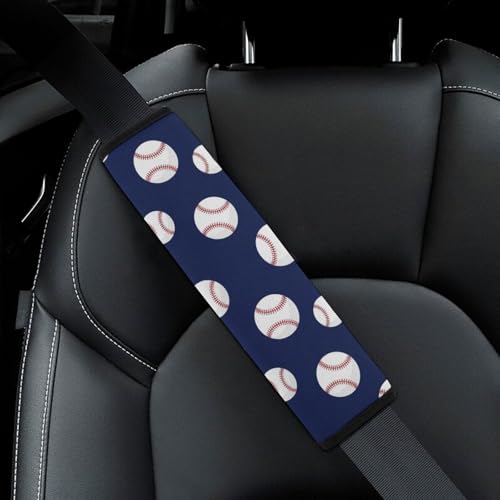Universal Soft and Comfortable Seat Belt Shoulder Pad for Adult Use, Most Cars, 1 Pair Baseball Navy Harness Pads Strap Anti-Slip Pad - color: Pattern 601