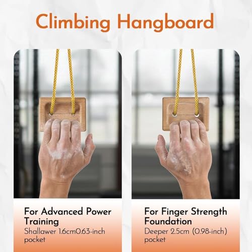 Hangboard Climbing 1 Pair Portable Wooden Trainer | Fingerboard Climbing for Climbers Tree Hand Playground Enhances Grip Strength Indoor Outdoor Doorway