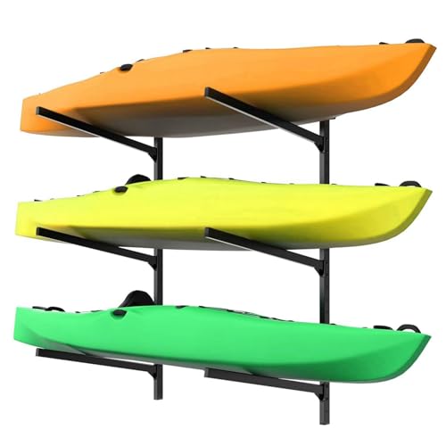 WALMANN Heavy Duty Wall Mounted Kayak Storage Rack for Garage, Adjustable Kayak Hangers for Wall, Holds Up to 220 lbs - style: 3-Tier