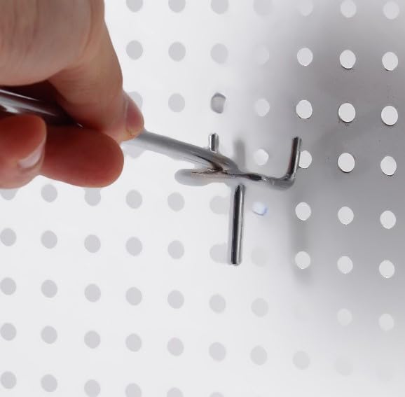 8 Inch Heavy Duty Pegboard Hooks, 12 Pack, Stainless Steel Chrome Finish, Universal Fit for 1/8 and 3/16 Inch Boards, Garage and Tool Storage Organization - size: 8 Inch