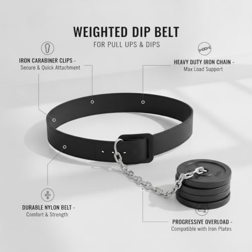 Strength Athletes Weighted Dip Belt with Iron Chain for Pull Ups and Dips, Heavy Duty Training Gear