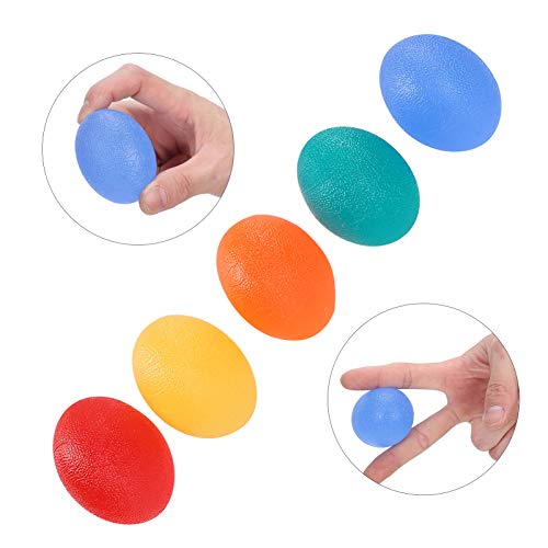 5pcs Grip Strength Trainer, Silicone Hand Exercise Grip Ball Finger Exerciser Stress Balls for Adults Forearm Strengthener for Men, Women & Seniors