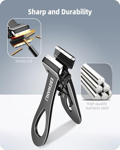 EBEWANLI Straight Nail Clipper, Large Toenail Clippers for Thick Toenails | 17mm Wide Jaw Opening Heavy Duty Toe Nail Clippers for Thick Nails for Seniors Men Women, Stainless Steel - style: 1 Piece