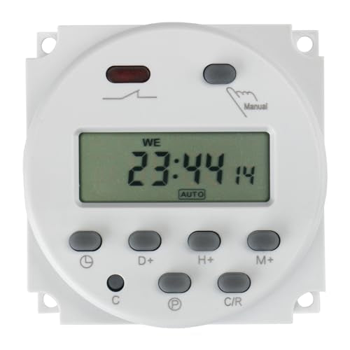 Baomain Time Switch Relay,Digital LCD Programmable Timer,110V AC Input,200-250V 16A Output,28 Programs Daily/Weekly Schedule,CN101A for Lighting and Equipment Control - size: Timer