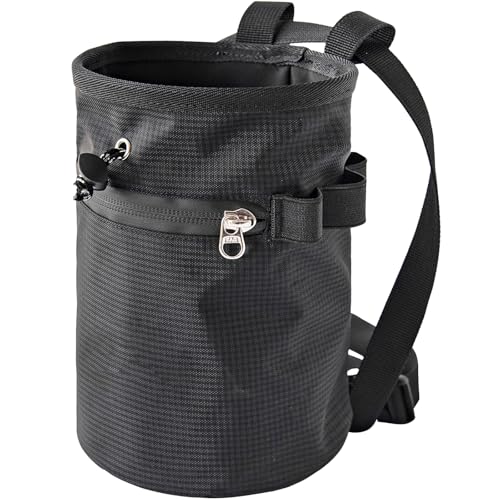 Rock Climbing Chalk Bag Waterproofs Chalk Bag Bouldering Bucket for Rock Climbing Weight Lifting Magnesia Powder - color: Painted black