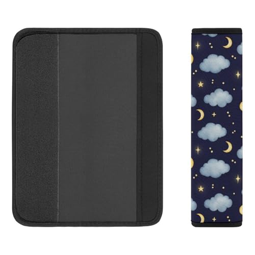 Universal Soft and Comfortable Seat Belt Cover for Adults and Children, Most Cars, 2 Pack Moon Cloud Stars Dreamy Night Sky Seat Belt Covers Cushion Neck and Shoulder Support - color: Pattern 613
