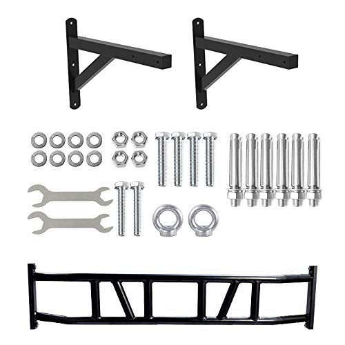 BESTHLS Wall Mounted Pull Up Bar and Dip Station, Heavy Duty Wall Mount Pull-up Chin Up Bar Multifunctional Home Gym Workout Indoor Exercise Equipment Support to 440 Lbs - style: Multi-grip