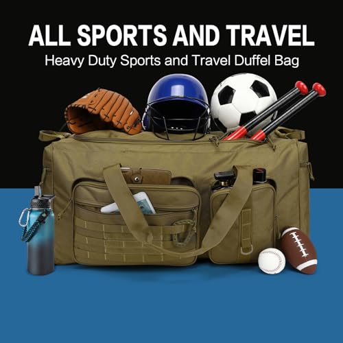 120L Extra Large Duffle Bag for Men, 32" Heavy Duty Sports Gym and Travel Duffel Bag with Shoes Compartment, Equipment Gear Bag for Football Soccer Baseball Hockey Helmets Pads, XL Giant Brown - color: Brown