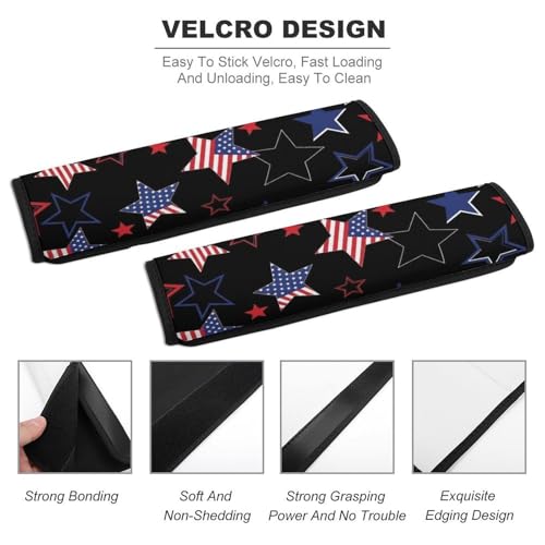 2 Pack Independence Day Patriotic American Flag Red White Blue Stars Stripes Car Seat Straps Shoulder Pads Universal Fit Neck Strap Covers for Adults And Children, All Vehicles, Pressure Relief - color: Pattern 672