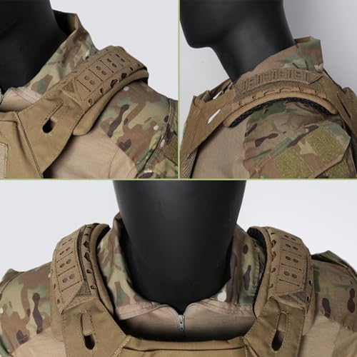 WYNEX Shoulder Strap Pad for Vest Carrier Accessories 2 Pack | 1000D Nylon Tactical Plate Shoulder Pads Strap Cushion, Flak Vest Shoulder Pads, Soft 3D Mesh Pads with Tactical Gear for Men - color: Khaki