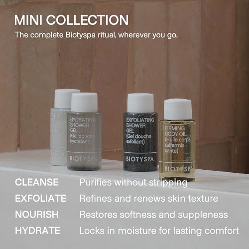 biotyspa Mini Essentials - Organic Body Care Kit with Firming Oil, Hydrating Lotion & Shower Gels (30ml Each) - Waterproof Bag, Vegan, Made in Australia - 4pc Set - size: Mini Essentials