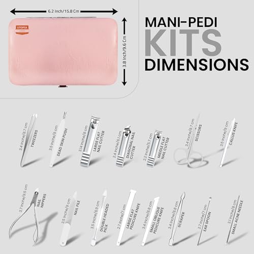 Utopia Care Manicure Set Professional Nail Clippers Kit | 16-Piece Manicure & Pedicure Nail Kit Gift Set for Men Women with Fingernail & Toenail Clippers, Premium Travel Case - color: Purple, size: Pack of 16