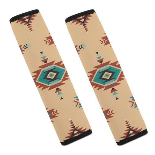 2 Piece Geometric Tribal Red Teal White Aztec Car Seat Belt Pad Breathable Seat Belt Cushion for Child, Stroller Pushchair High Chair, Easy Install (No Tool) - color: Pattern 30