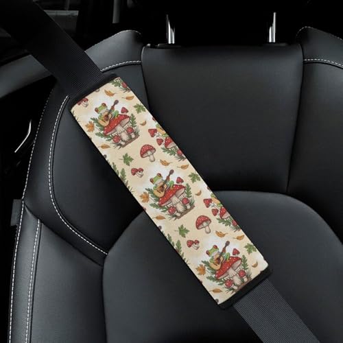2 Pack Mushroom Funny Frog Play Guitar Seat Belt Shoulder Pad Universal Soft and Comfortable Shoulder Protector for Kids, Most Cars, Pressure Relief - color: Pattern 590