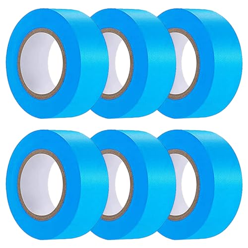 6 Pack Blue Flagging Tape, Non-Adhesive Plastic Ribbon Neon Marking Roll | 1"*600ft, Marking Tape for Tree Marking, Hunting, Boundaries and Hazardous Areas,Trail Marking - color: Blue