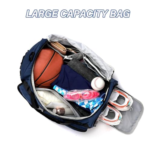 MAXTOP Gym Bag for Women Men Travel Duffle Bag Large Capacity Carry On Weekender Overnight Bag With Shoe Compartment Gym Tote Dry Wet Separation Duffel Bag for Travel - color: Dark Blue, style: Gym Bag