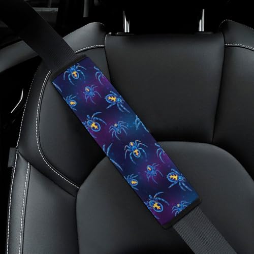 Universal Soft and Comfortable Seat Belt Shoulder Pad for Adult Use, Most Cars, 1 Pair Fantasy Spider Purple Blue Harness Pads Strap Anti-Slip Pad - color: Pattern 439