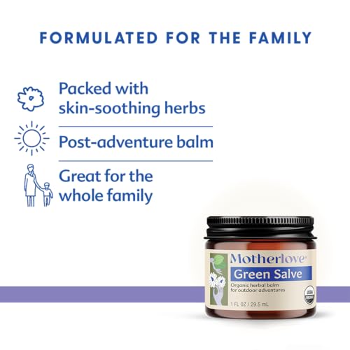 Motherlove Green Salve (1 oz) | Family-Friendly Outdoor Adventure Ointment to Soothe Skin -- USDA Organic