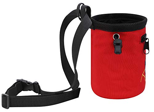 AMC Rock Climbing Panda Design Chalk Bag with Adjustable Belt - color: 7184_Red