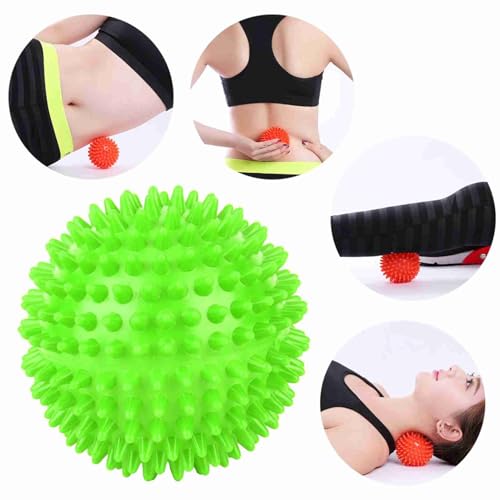 2Pcs Spiky Hard Massage Balls,Soft Spiked Manual Massager Rollers Body Spiky Balls Fitness Finger Relax Tool for Plantar Fasciitis Exercise Back Feet (Large Size 9cm) - color: Green, size: Large size 9cm