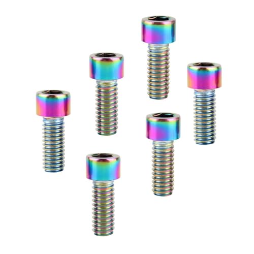 6Pcs Bike Screws M6x10 12 16 18 20 25 30 35mm Stainless Steel Socket Head Cap Allen Hex Bolt (Ranibow, M6 x16mm) - color: Ranibow, size: M6 x16mm