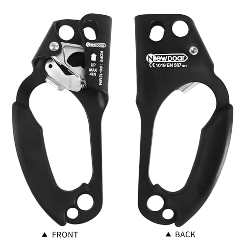 UIAA & CE Certified Hand Ascender Rock Climbing Tree Arborist Rappelling Gear Equipment Rope Clamp for 8~13MM Rope - color: Left Hand Black