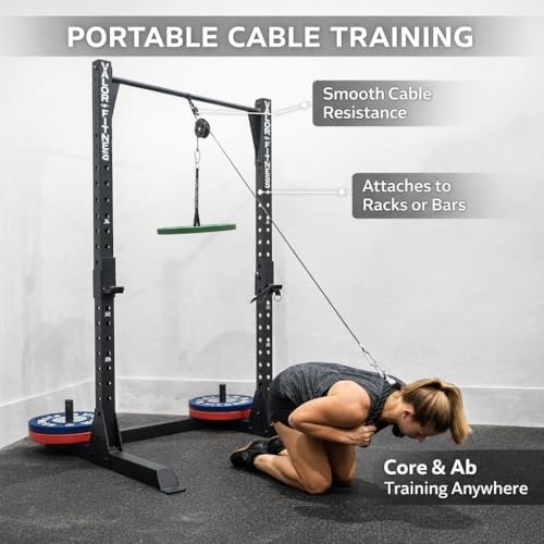 Valor Fitness Portable LAT Pulldown Machine – Standalone or Bundle with Tricep Rope, V-Bar & Triangle Handle for Strength Training & Home Gym