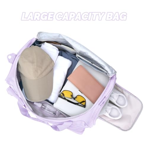 MAXTOP Gym Bag for Women Men Travel Duffle Bag Large Capacity Carry On Weekender Overnight Bag With Shoe Compartment Gym Tote Dry Wet Separation Duffel Bag for Travel - color: Purple, style: Gym Bag
