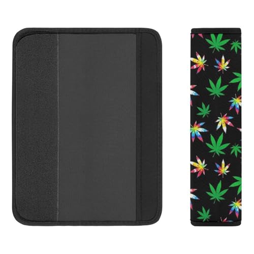2 Pack Tie Dye Weedleaf Leaf Car Seat Straps Shoulder Pads Breathable Shoulder Protector for Elderly Support, Most Cars, Pressure Relief - color: Pattern 496