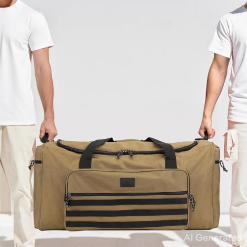 120L Extra Large Gym Duffle Bag for Men Women with Shoes Compartment Heavy Duty Tactical Sports Duffel Bag Big Football Baseball Basketball Soccer Hockey Team Equipment Bag, Brown - color: Brown