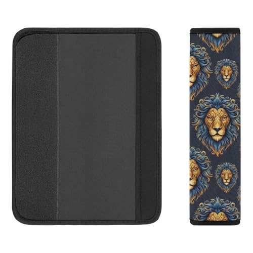 Soft Padded Seat Belt Shoulder Pad for Elderly Support, Stroller Pushchair High Chair, 2 Pack Black Gold Lion Animal Print Shoulder Harness Cover Neck and Shoulder Support - color: Pattern 205