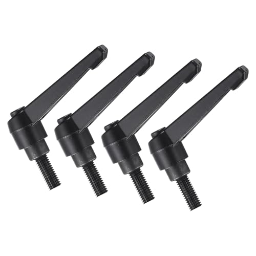uxcell 4pcs Clamping Lever Handles, M8 x 20mm Black Oxide Carbon Steel Threaded Male Stud, Adjustable Handles Locking Quick Release Ratchet Push Button Bolt Knobs, Black - size: M8 x 20mm