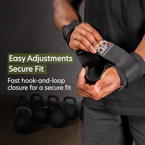 AmStaff Fitness Weight Lifting Hooks (Pair) - Gym Wrist Straps with Steel Hooks for Weightlifting, Pull-Ups, Deadlifts, Strength Training, and Fitness Workouts - Adjustable Neoprene Wrist Support - color: Green