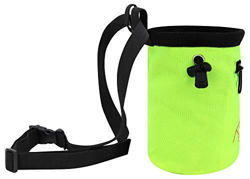 AMC Rock Climbing Panda Embroidered Chalk Bag with Zipper Pocket - color: Fluorescent Green