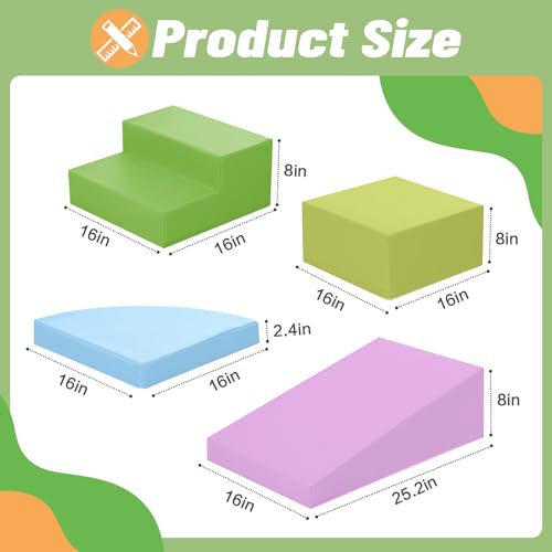 TODIBY 6-Piece Foam Climbing Blocks for Toddlers: Baby Foam Climbing Gym PU Leather Colorful Indoor Toy Building Blocks - style: Macaroon/Orange/Purple