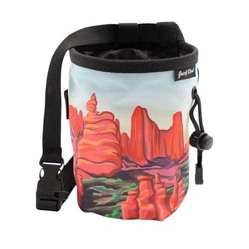 Rock Climbing Chalk Bag | for Outdoor, Gym, & Bouldering | Adjustable Waist Belt, Durable Drawstring Closure, & Zippered Pocket - style: Moab