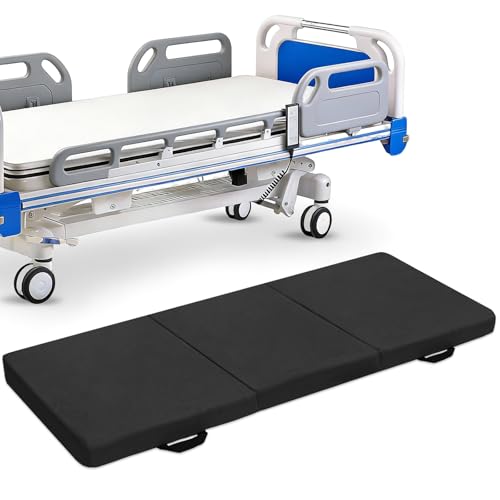 JZHLLA Foldable Fall Protection Mat for Elderly Blue Waterproof Non Slip Floor Mats with High-Resilience Foam 72 * 24 * 2 Inch Bedside Floor Mats for Elderly, Handicap, Senior(Black) - size: 72 x 24 x 2 inches