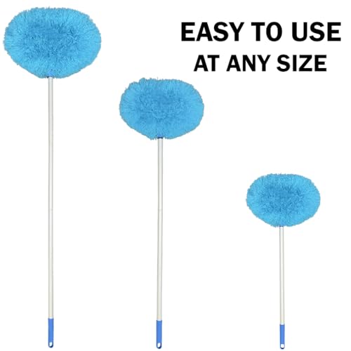 Evelots Ceiling Fan Blade Brush Cleaner - Long Extension Pole - Brush Both Sides at the Same Time - Scratch Resistant Microfiber Feather Cobweb Duster - Extra Long with Reach up to 12 Feet - style: 1 Unit - Up to 12 Feet Reach